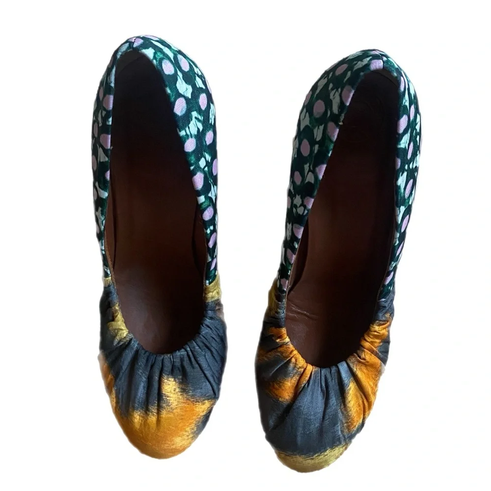 WOMEN HEEL PUMPS BY DRIES VAN NOTEN Floral Heels Rouched size 37.5 - Picture 2 of 5